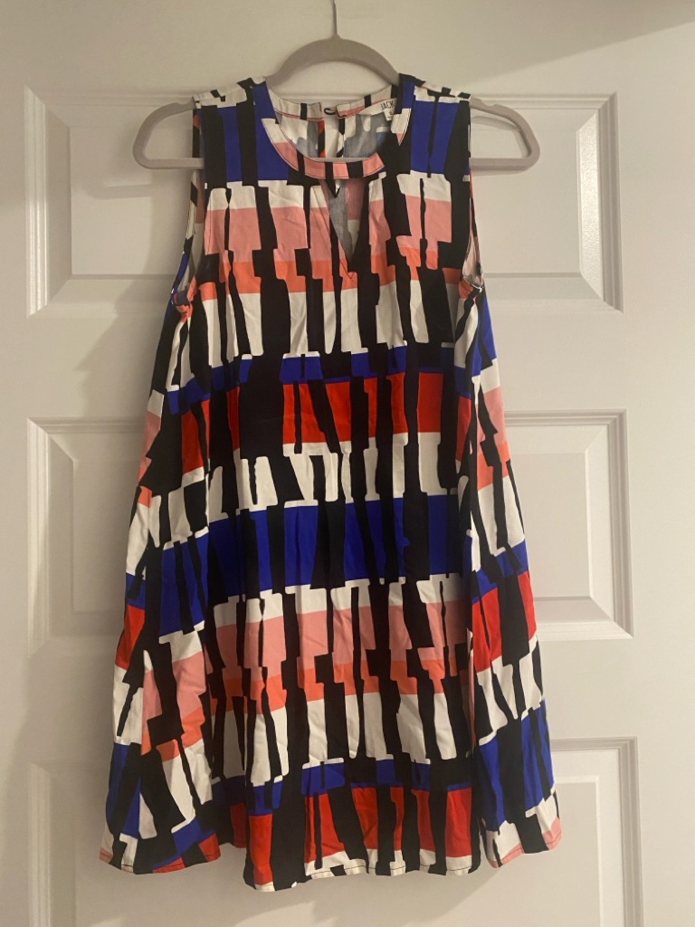 Jack by BB Dakota Geometric Colorblock Shell in Blue, Pink, Black, White